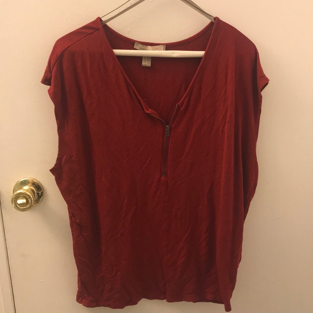 forever 21 red blouse with front zipper